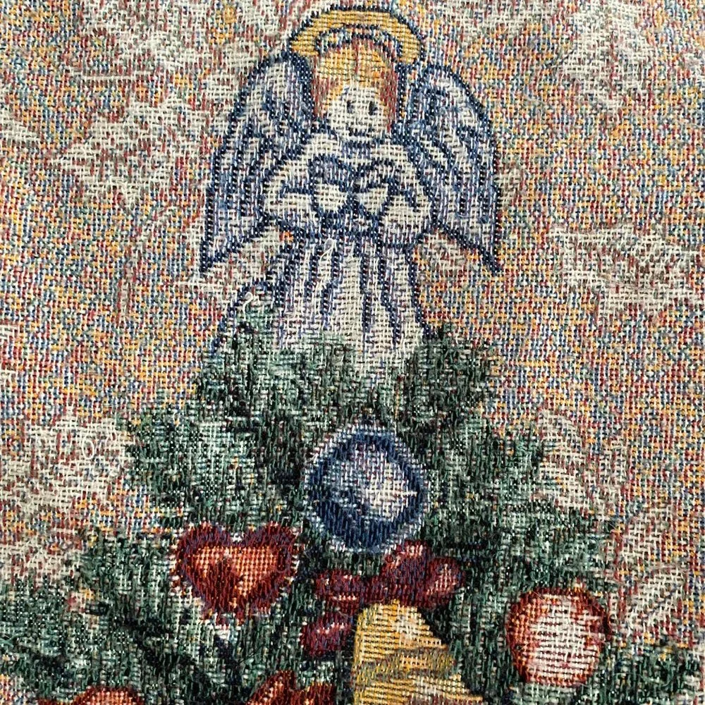 Mohawk Home tapestry Christmas tree afghan throw blanket angel‎ decor